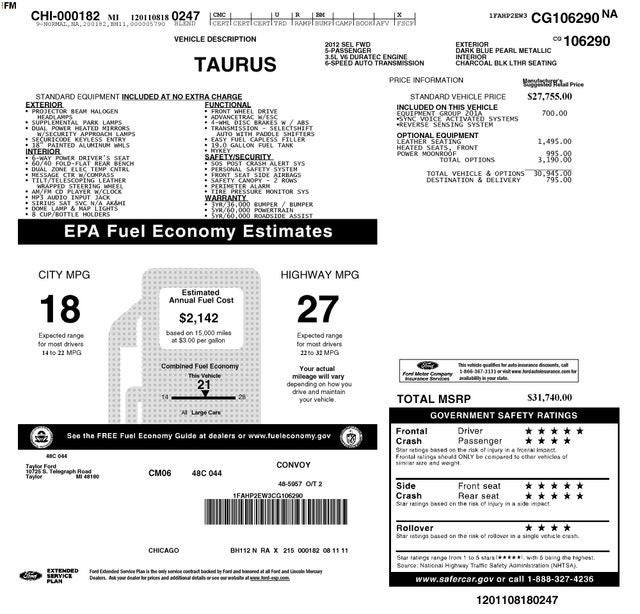 2012 Ford Taurus SEL