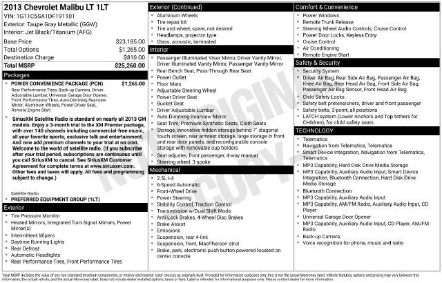 2013 Chevrolet Malibu LT 1LT