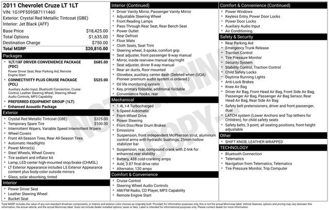 2011 Chevrolet Cruze 1LT