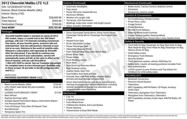 2012 Chevrolet Malibu LTZ 1LZ