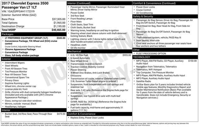 2017 Chevrolet Express 3500 LT Passenger