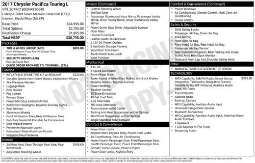 2017 Chrysler Pacifica Touring L