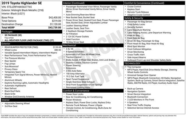 2019 Toyota Highlander SE