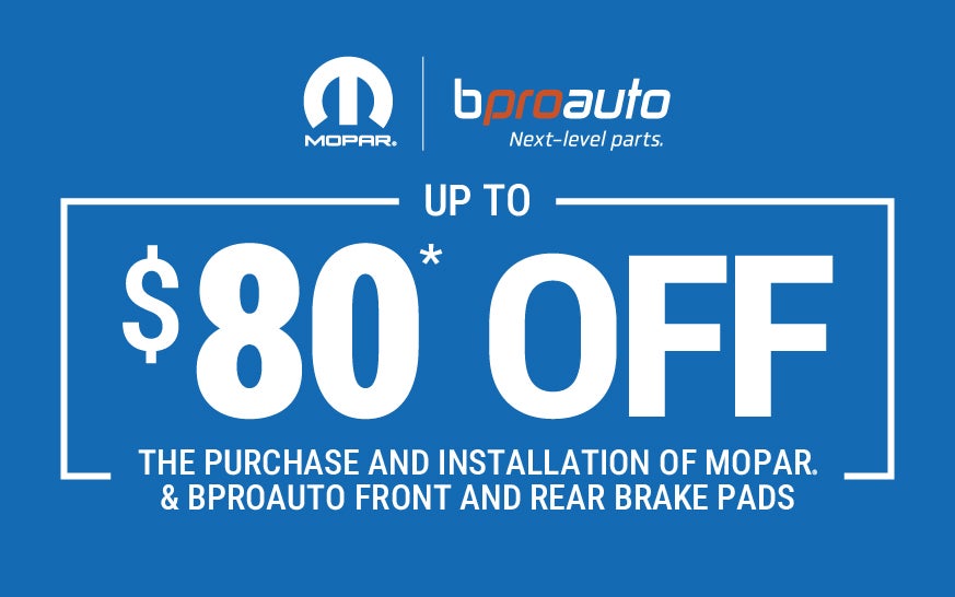 Up to $80 Off The Purchase and Installation of Front and Rear Brake Pads