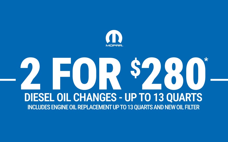 2 Diesel Oil Changes for $280